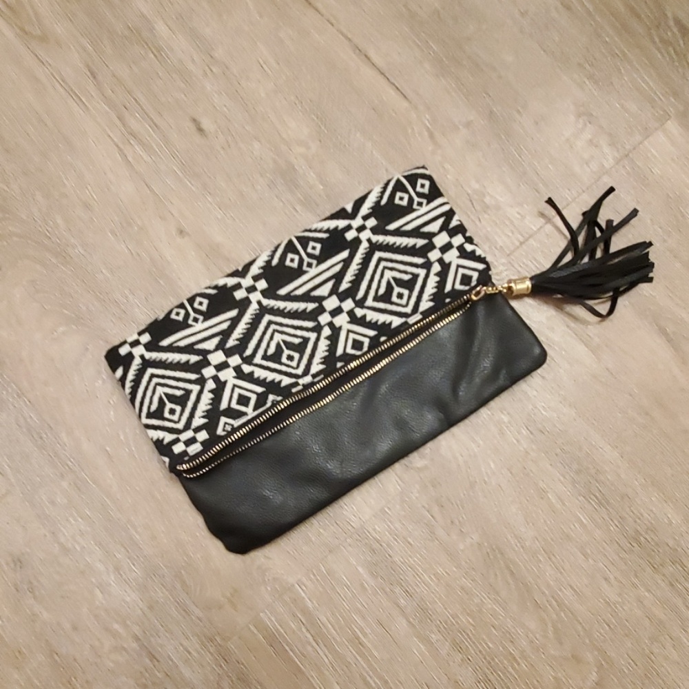Aztec print clutch
